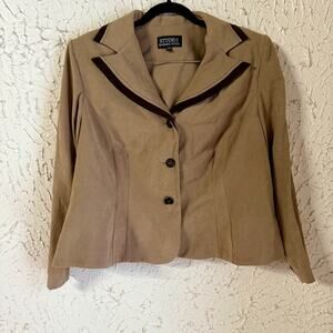 Studio I Women's Tan and Brown Feux Suede Blazer